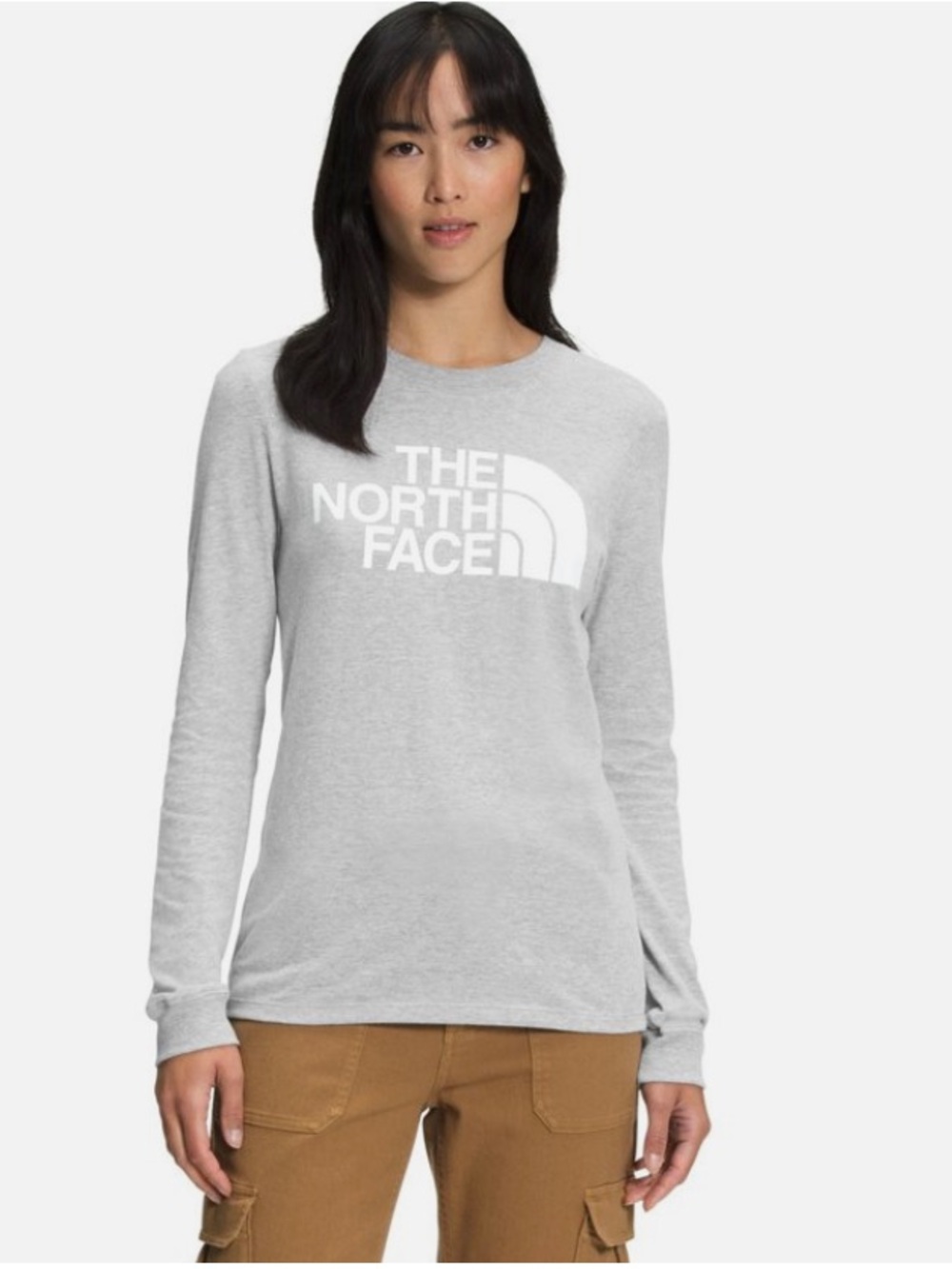 The North Face Women’s Long Sleeve Half Dome Tee in Gray Large